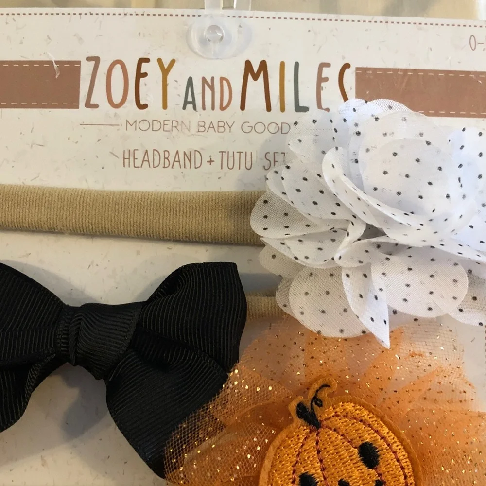 Zoey and Miles Halloween headband and tutu set - Picture 2 of 11